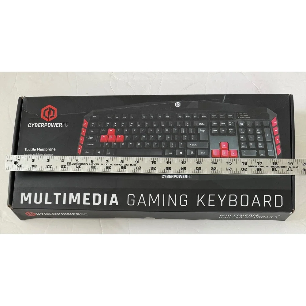 CyberPowerPC Multimedia Gaming Keyboard LED Tactile Membrane USB Black Red